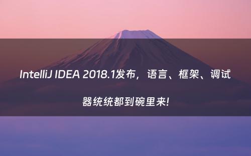 IntelliJ IDEA 2018.1发布，语言、框架、调试器统统都到碗里来!