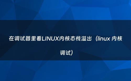 在调试器里看LINUX内核态栈溢出（linux 内核 调试）