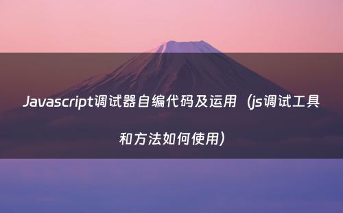 Javascript调试器自编代码及运用（js调试工具和方法如何使用）