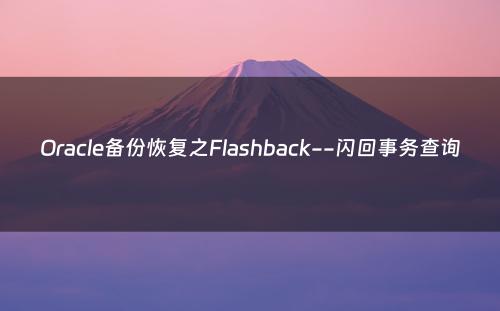 Oracle备份恢复之Flashback--闪回事务查询