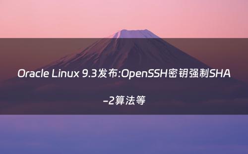 Oracle Linux 9.3发布:OpenSSH密钥强制SHA-2算法等