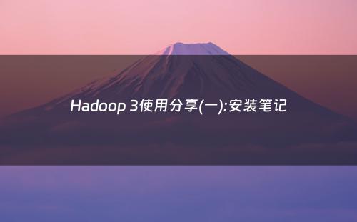 Hadoop 3使用分享(一):安装笔记