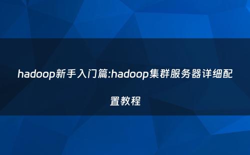 hadoop新手入门篇:hadoop集群服务器详细配置教程