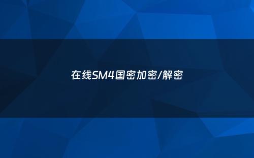 在线SM4国密加密/解密