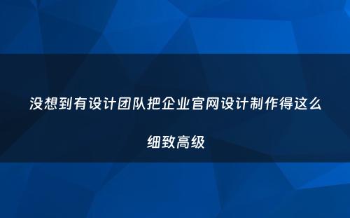 没想到有设计团队把企业官网设计制作得这么细致高级