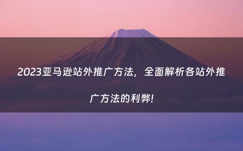 2023亚马逊站外推广方法，全面解析各站外推广方法的利弊!