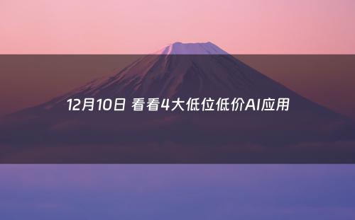 12月10日 看看4大低位低价AI应用