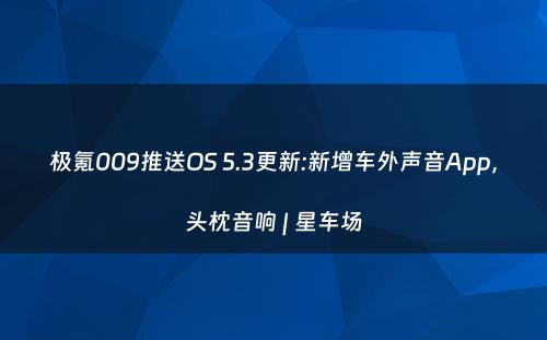 极氪009推送OS 5.3更新:新增车外声音App，头枕音响 | 星车场