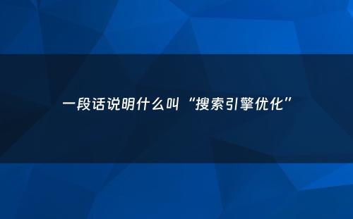 一段话说明什么叫“搜索引擎优化”