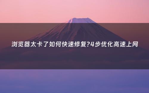 浏览器太卡了如何快速修复?4步优化高速上网