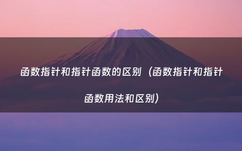 函数指针和指针函数的区别（函数指针和指针函数用法和区别）