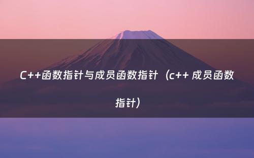 C++函数指针与成员函数指针（c++ 成员函数指针）