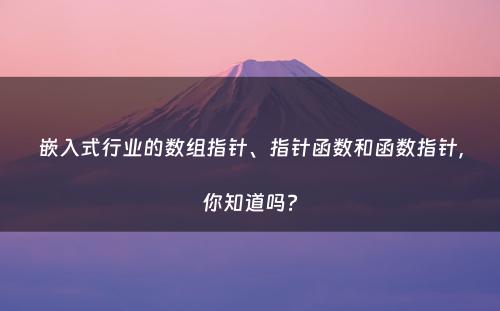 嵌入式行业的数组指针、指针函数和函数指针，你知道吗?