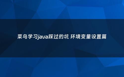 菜鸟学习java踩过的坑 环境变量设置篇