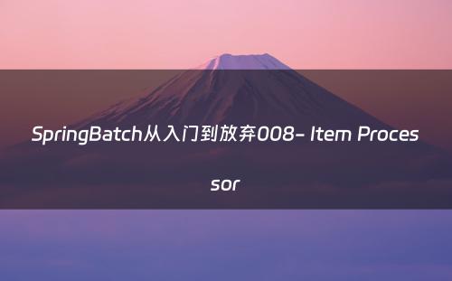 SpringBatch从入门到放弃008- Item Processor