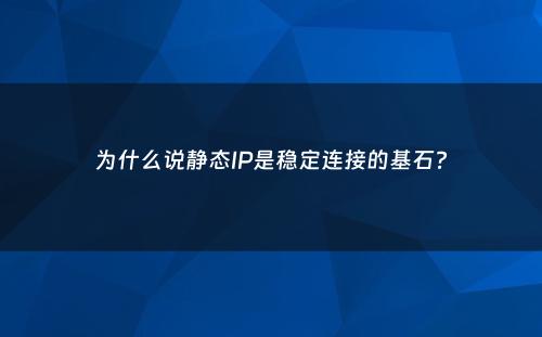 为什么说静态IP是稳定连接的基石?